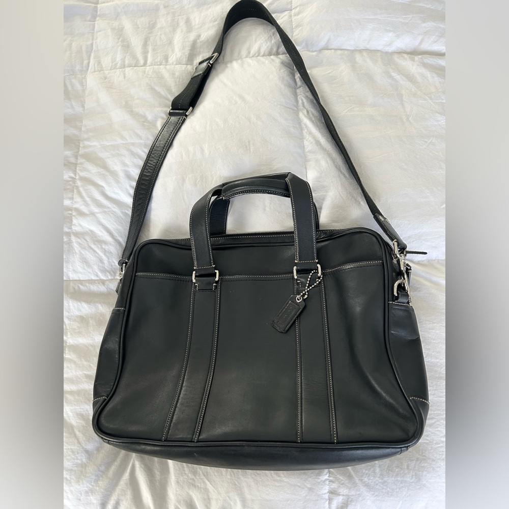 Coach black leather briefcase